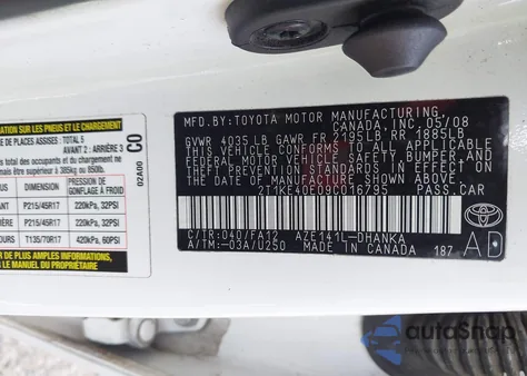 2009 Toyota Matrix S from USA, damaged, VIN 2T1KE40E09C016795